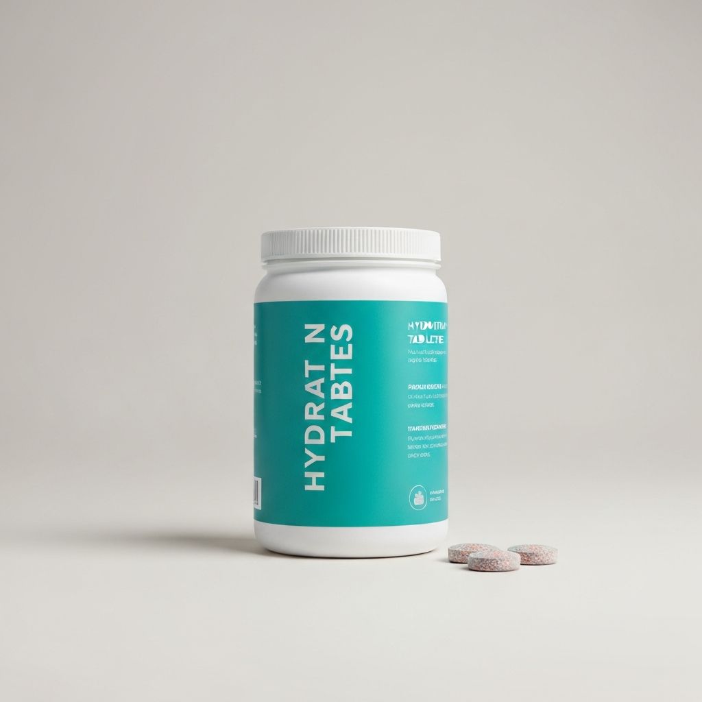 Hydration tablets container with effervescent tablets